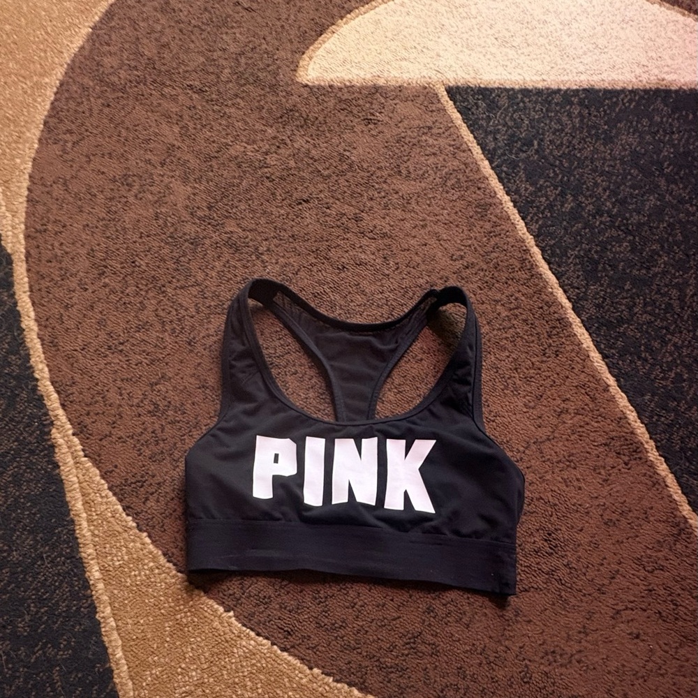PINK Victoria's Secret Black Sports Bra with Bold Logo